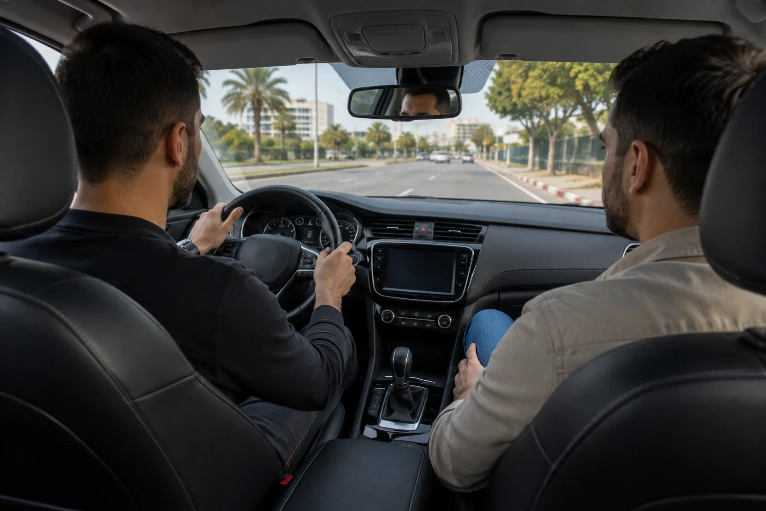נהג ונוסע מבצעים נסיעת מבחן ברכב יד שנייה